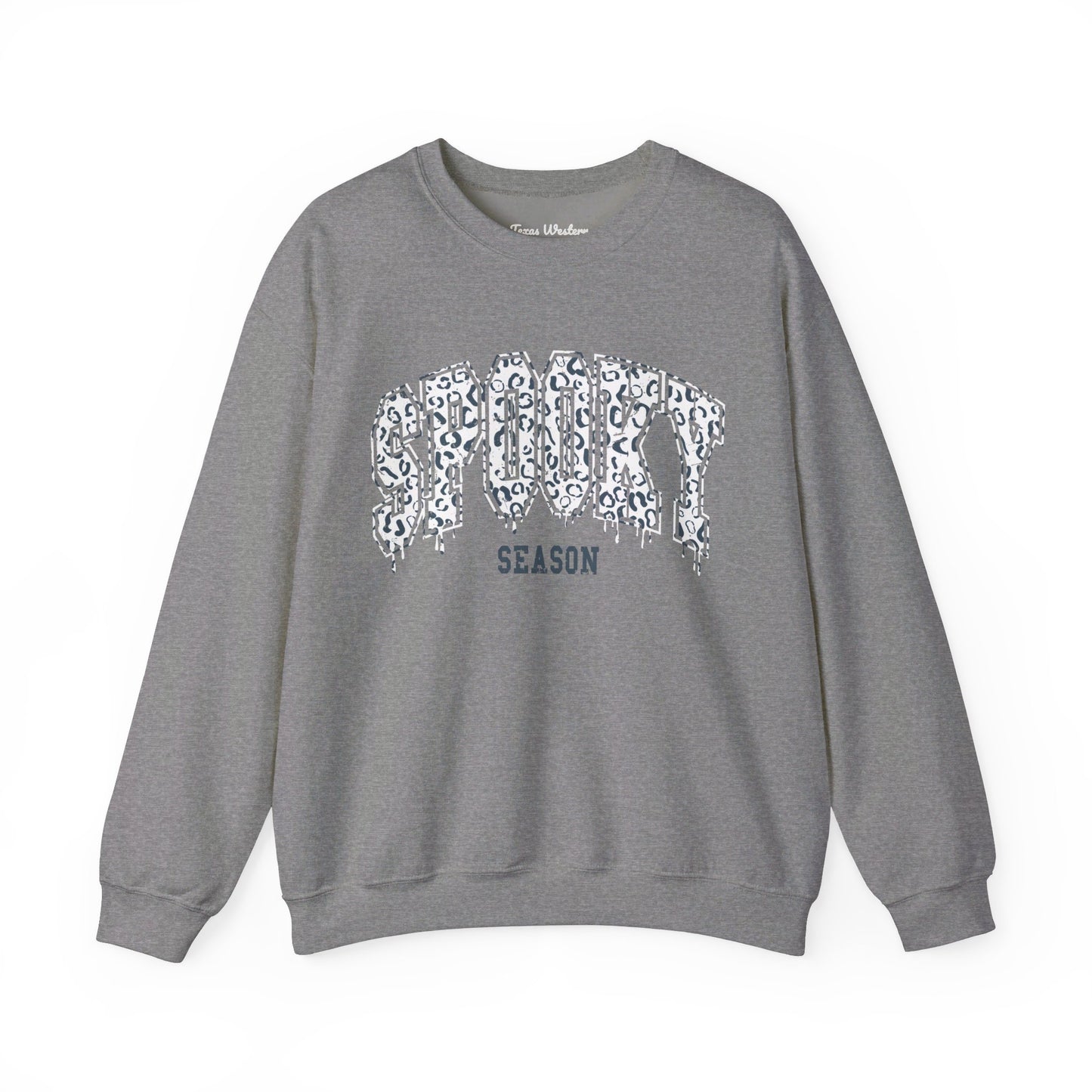 Spooky Season White Cheetah Crewneck - Gildan