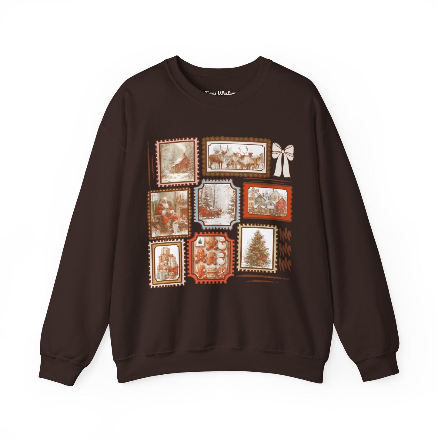 Vintage Christmas Stamps Crewneck - Gildan