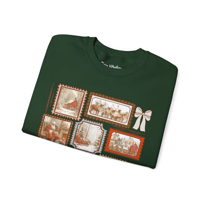 Vintage Christmas Stamps Crewneck - Gildan