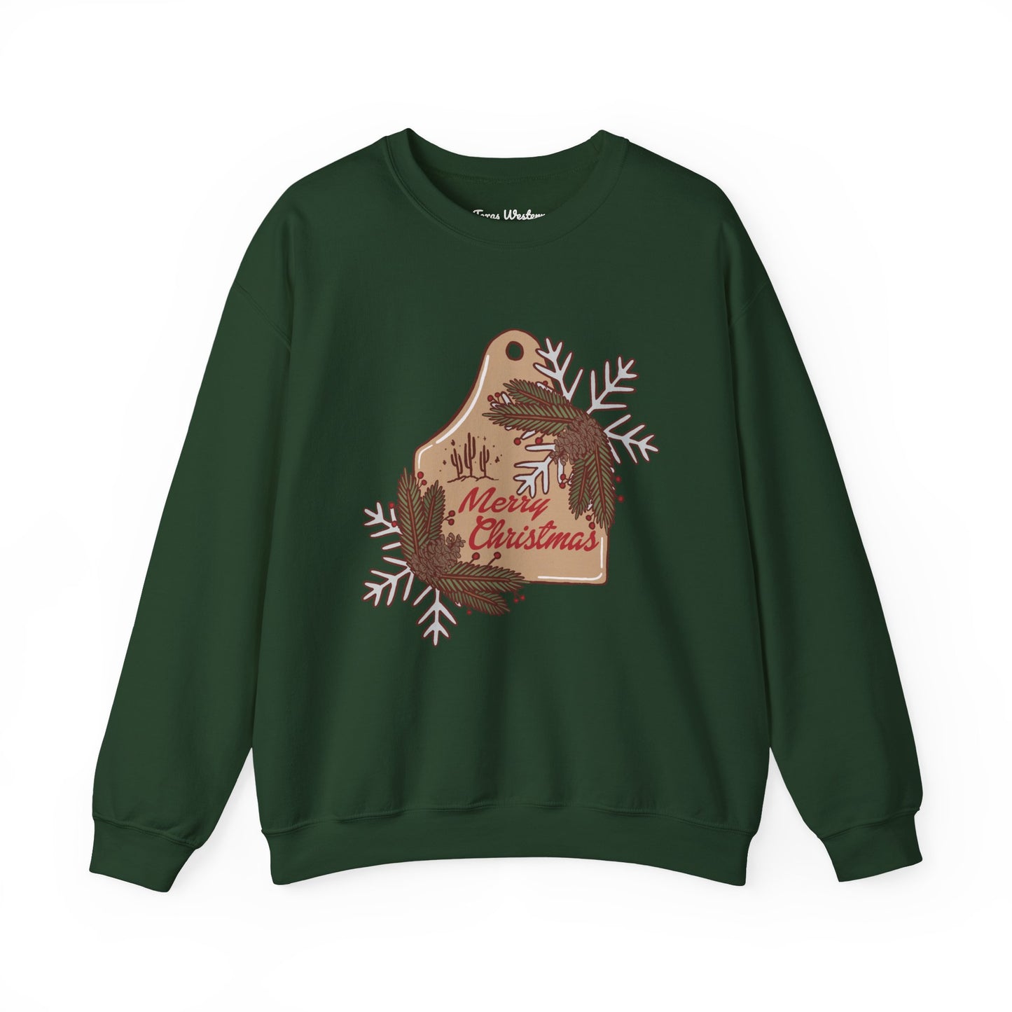 Christmas Cow Tag Crewneck - Gildan