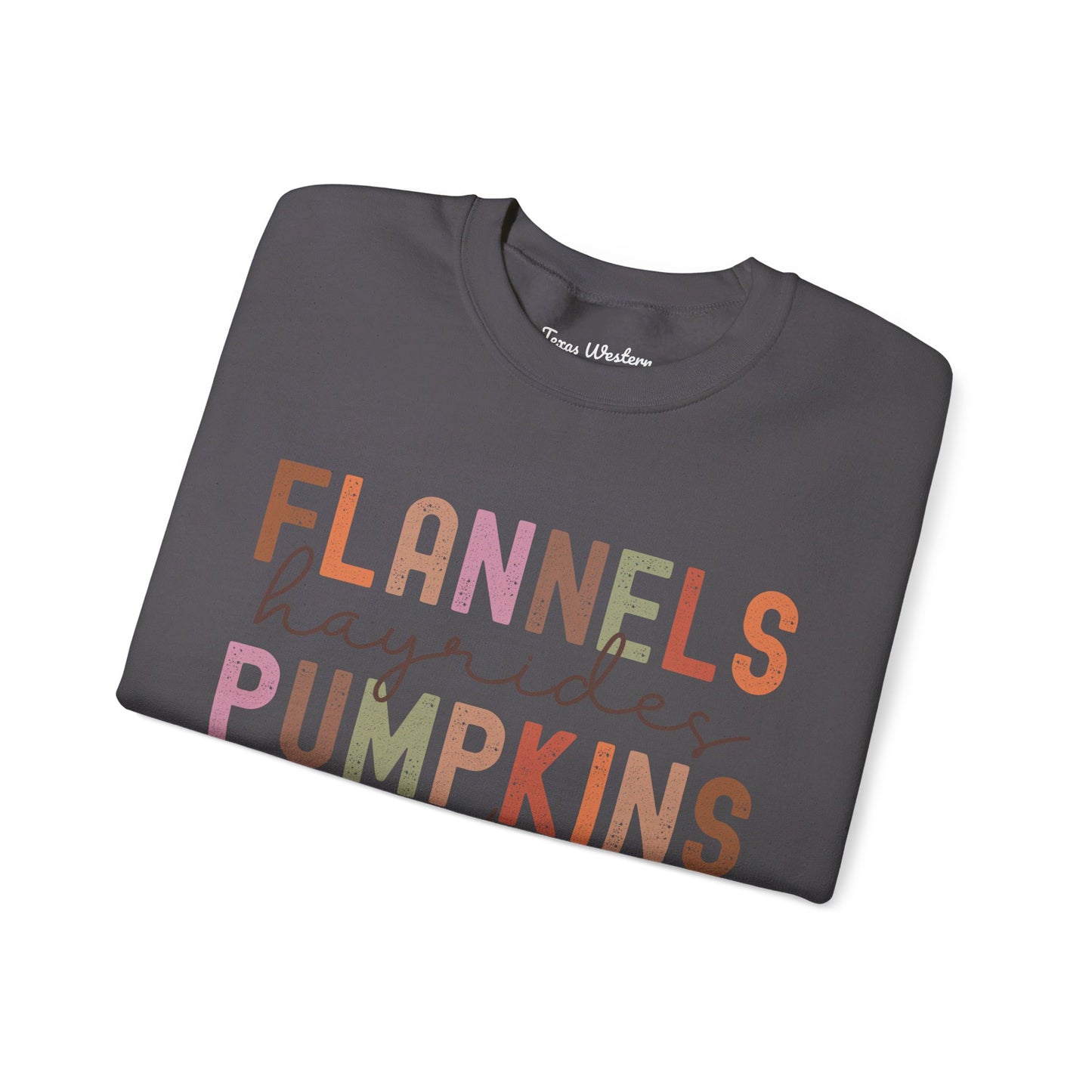 Flannels Pumpkins Bonfires Crewneck - Gildan