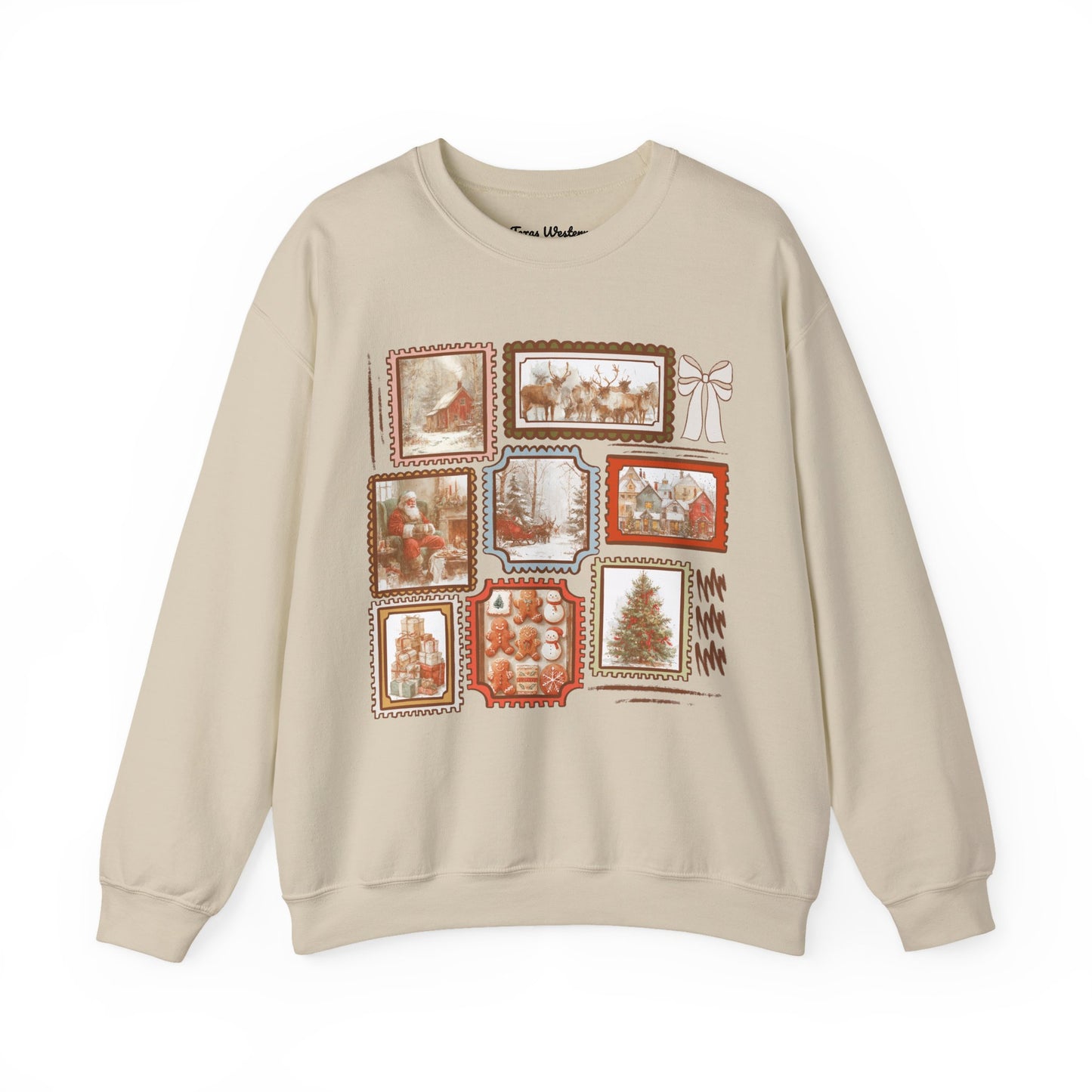 Vintage Christmas Stamps Crewneck - Gildan