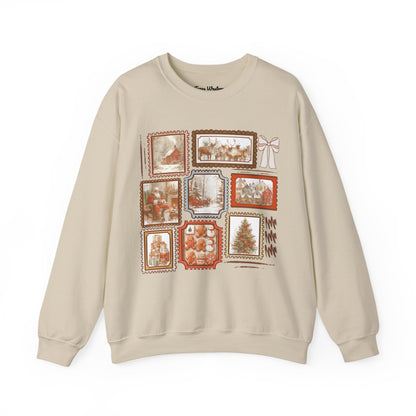 Vintage Christmas Stamps Crewneck - Gildan