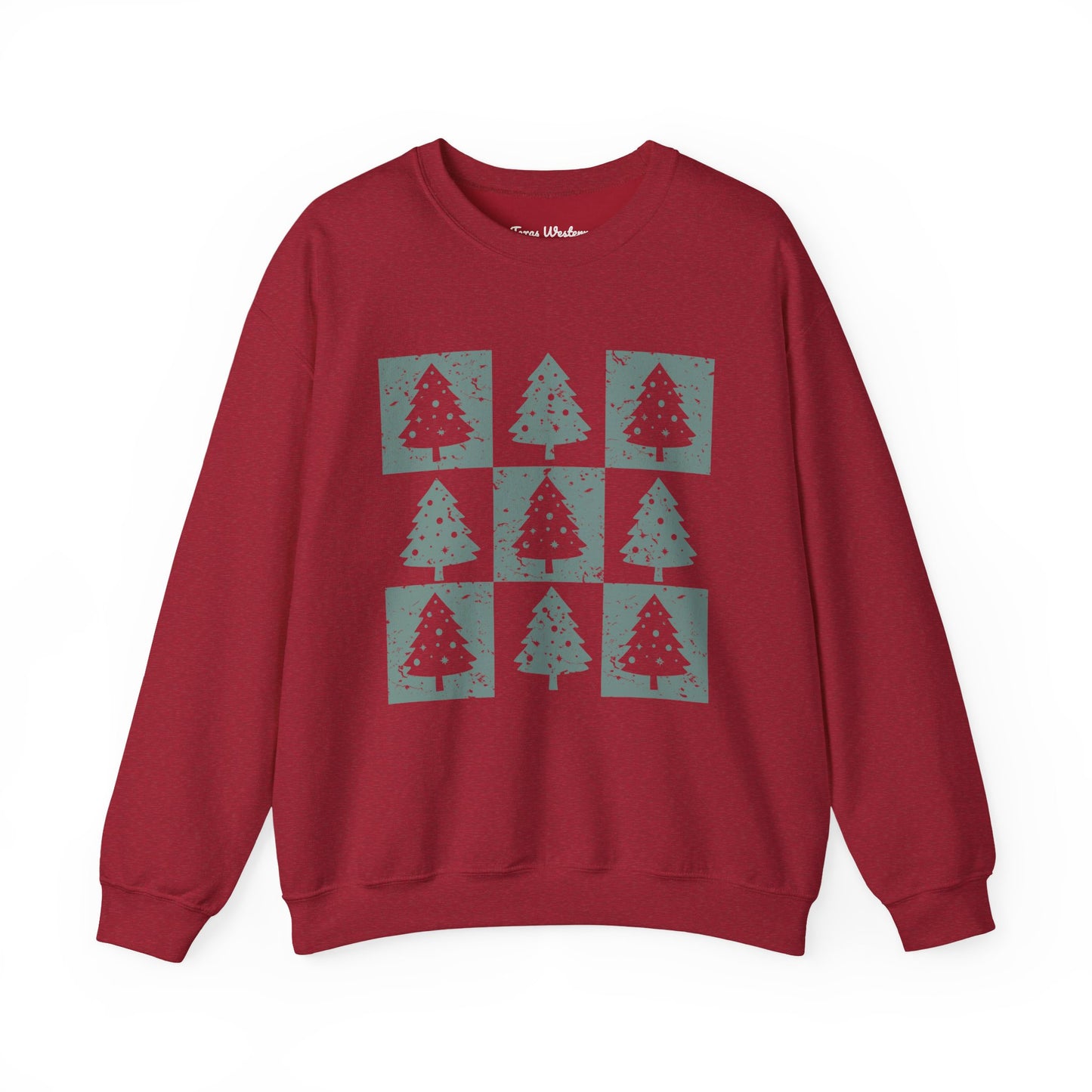 Checkered Christmas Tree Crewneck - Gildan