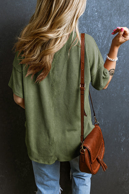 Textured V-Neck T-Shirt