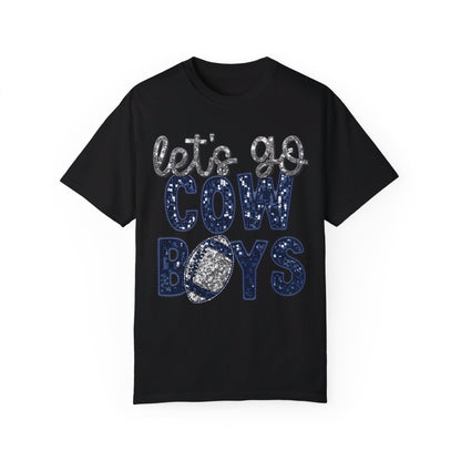 Let's Go Cowboys - Faux Sequin Tee - Comfort Colors