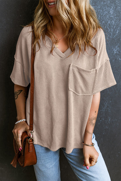 Textured V-Neck T-Shirt