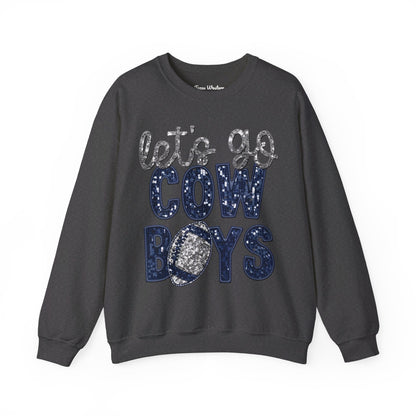 Let's Go Cowboys - Faux Sequins Crewneck - Gildan