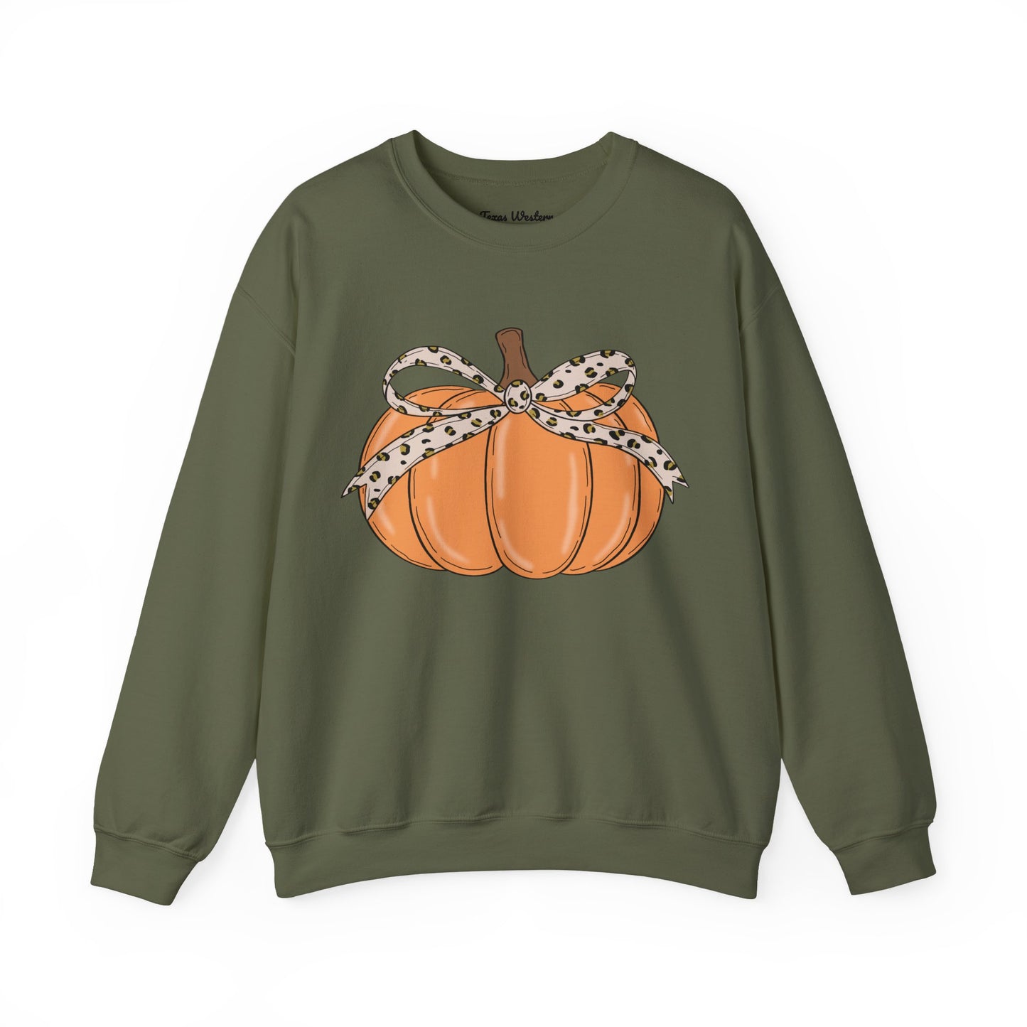 Cheetah Bow Pumpkin Crewneck - Gildan