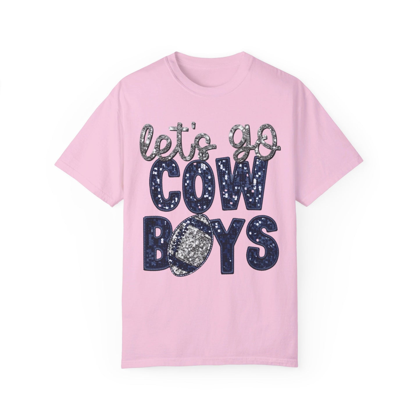 Let's Go Cowboys - Faux Sequin Tee - Comfort Colors