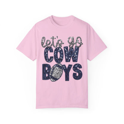 Let's Go Cowboys - Faux Sequin Tee - Comfort Colors