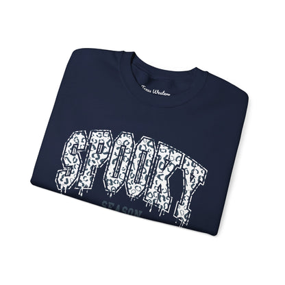 Spooky Season White Cheetah Crewneck - Gildan