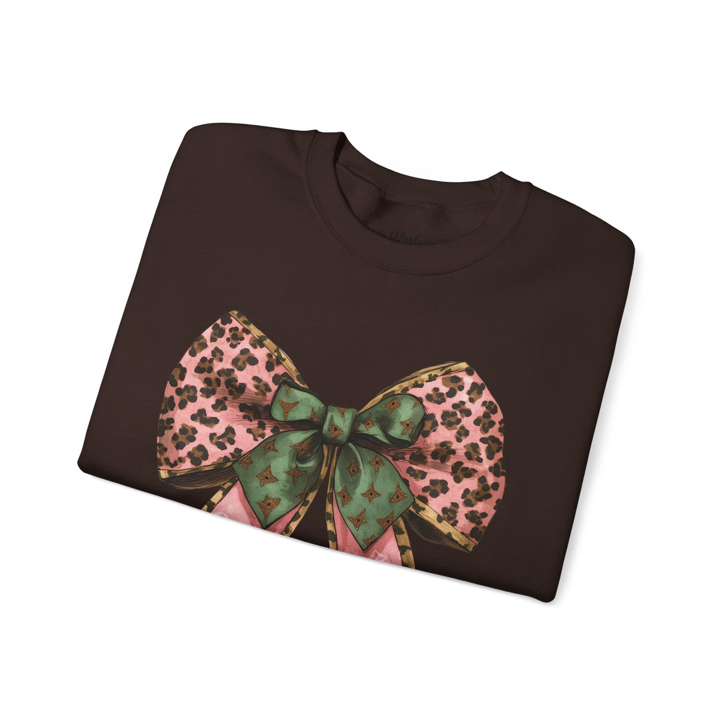 Cheetah Christmas Bow Crewneck - Gildan