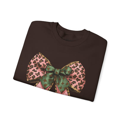 Cheetah Christmas Bow Crewneck - Gildan