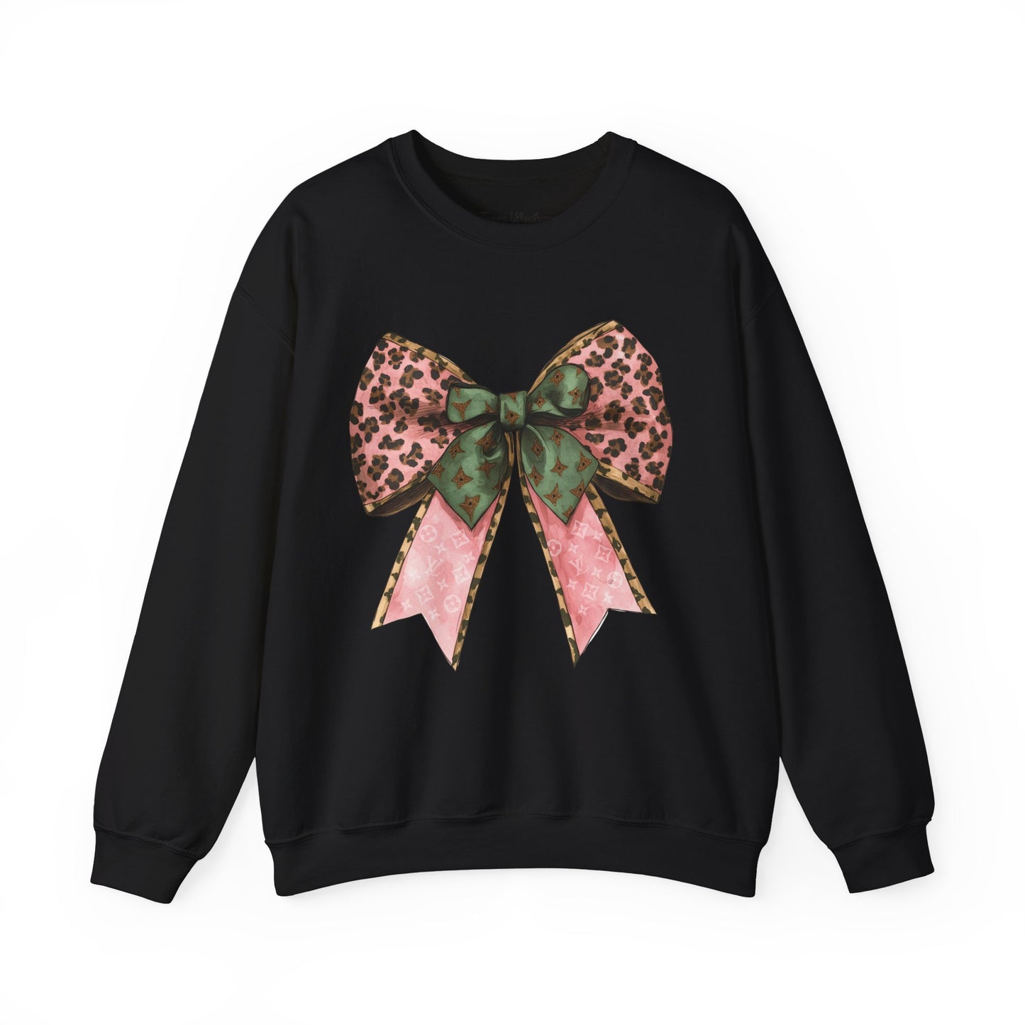Cheetah Christmas Bow Crewneck - Gildan