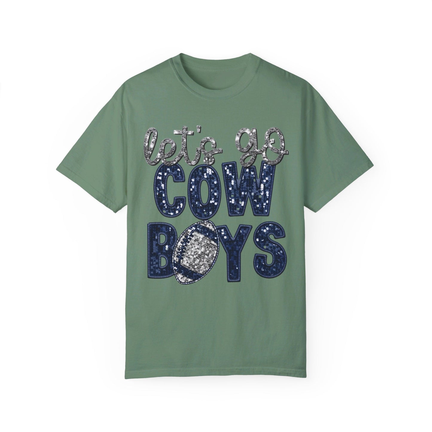 Let's Go Cowboys - Faux Sequin Tee - Comfort Colors