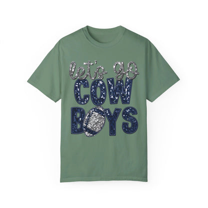 Let's Go Cowboys - Faux Sequin Tee - Comfort Colors