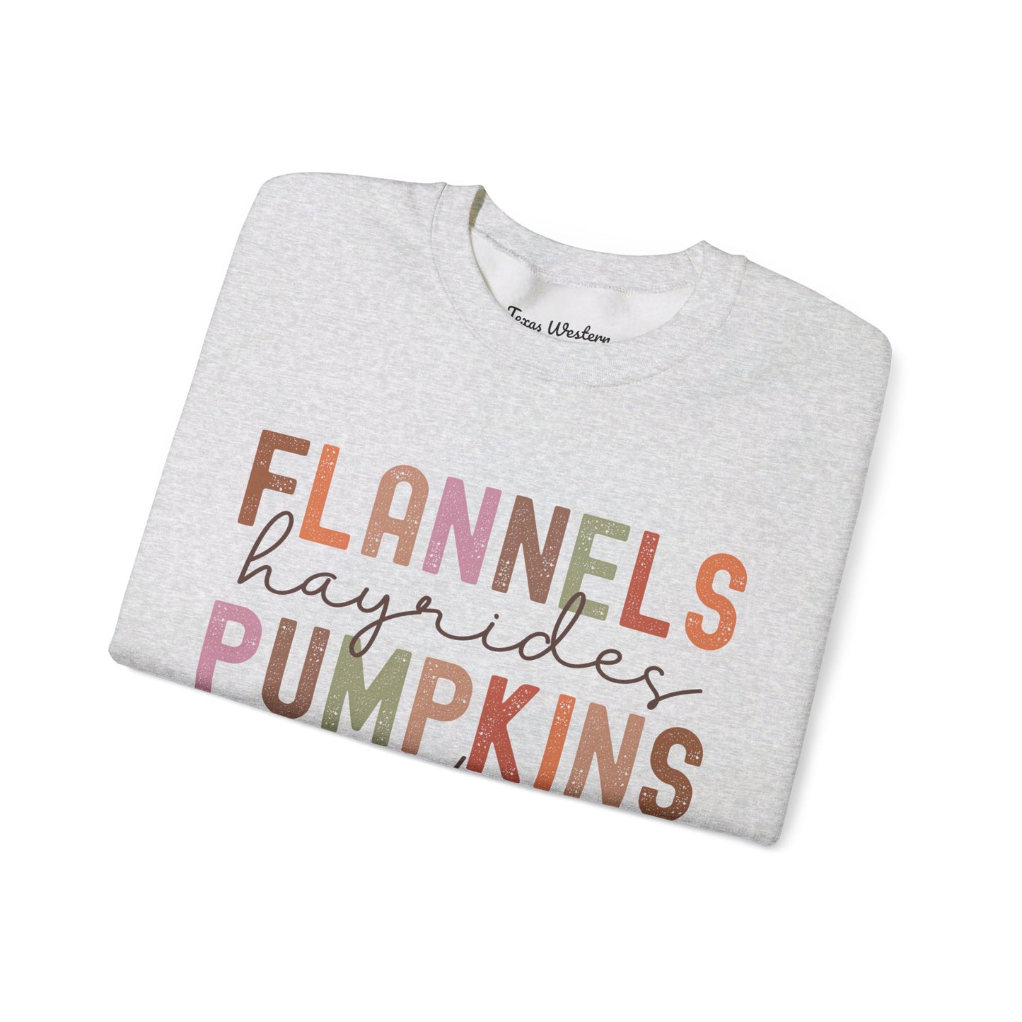 Flannels Pumpkins Bonfires Crewneck - Gildan
