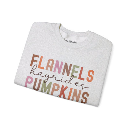 Flannels Pumpkins Bonfires Crewneck - Gildan