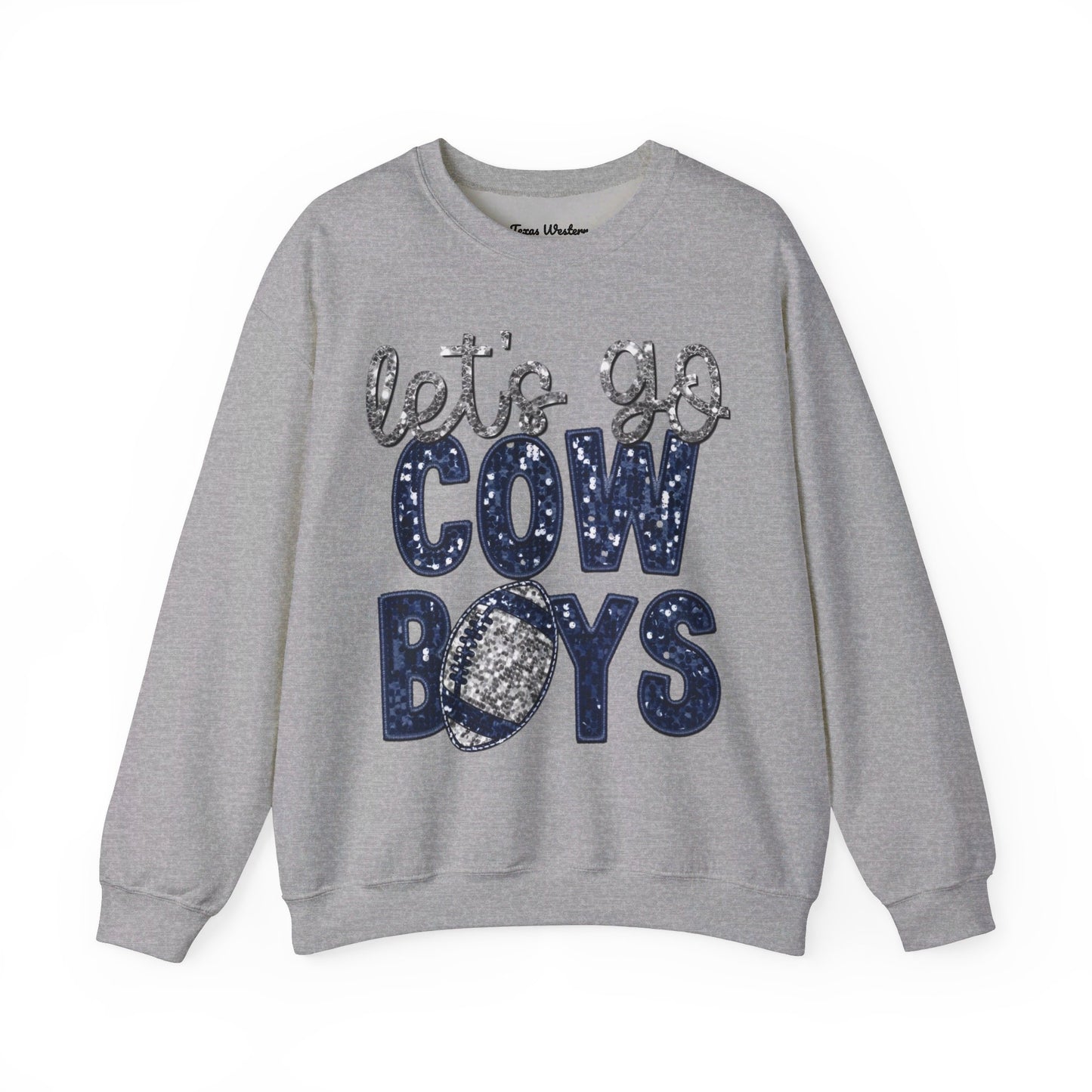 Let's Go Cowboys - Faux Sequins Crewneck - Gildan