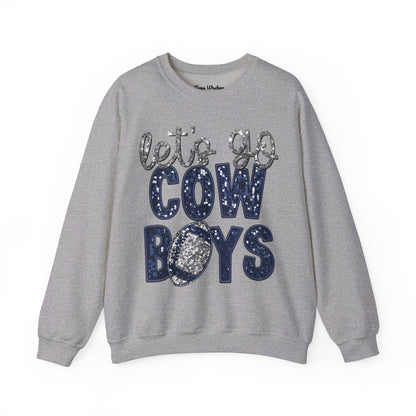 Let's Go Cowboys - Faux Sequins Crewneck - Gildan