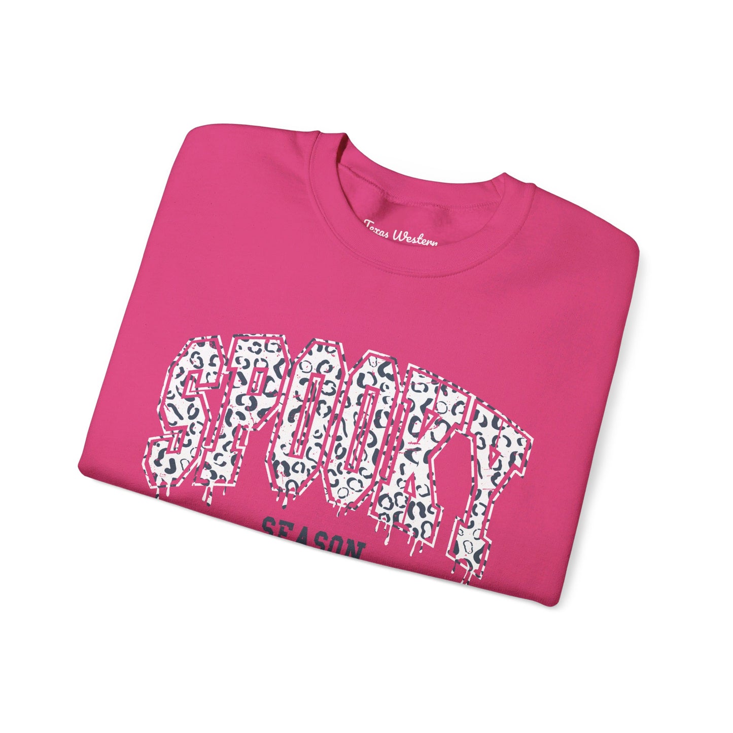 Spooky Season White Cheetah Crewneck - Gildan
