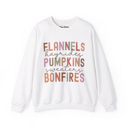 Flannels Pumpkins Bonfires Crewneck - Gildan