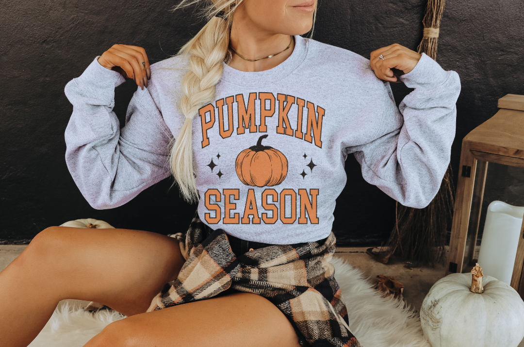 Pumpkin Season Varsity Font Crewneck - Gildan