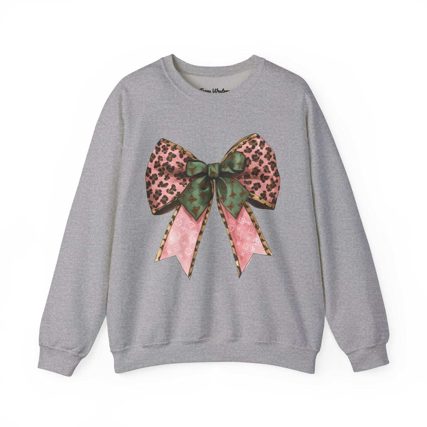 Cheetah Christmas Bow Crewneck - Gildan