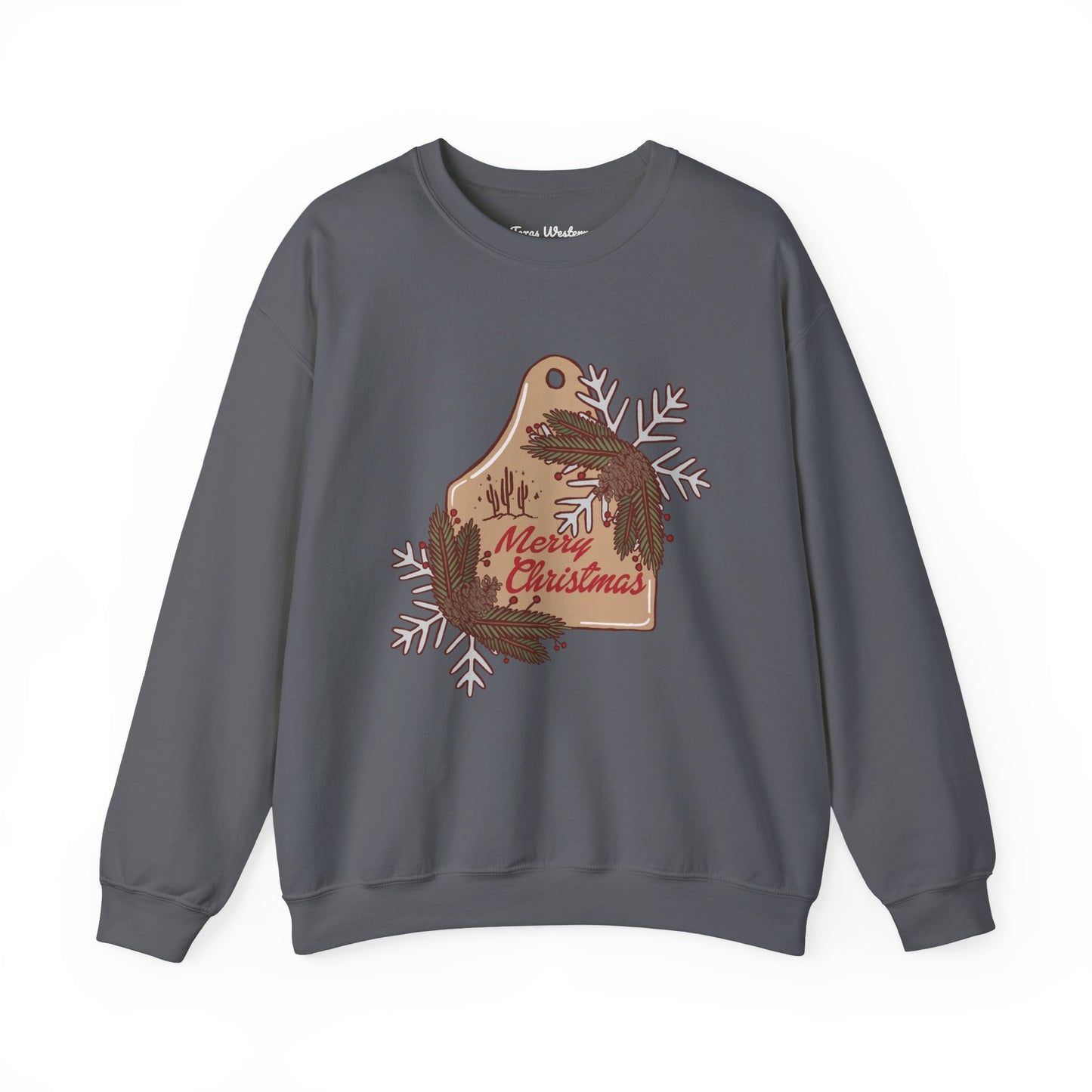 Christmas Cow Tag Crewneck - Gildan