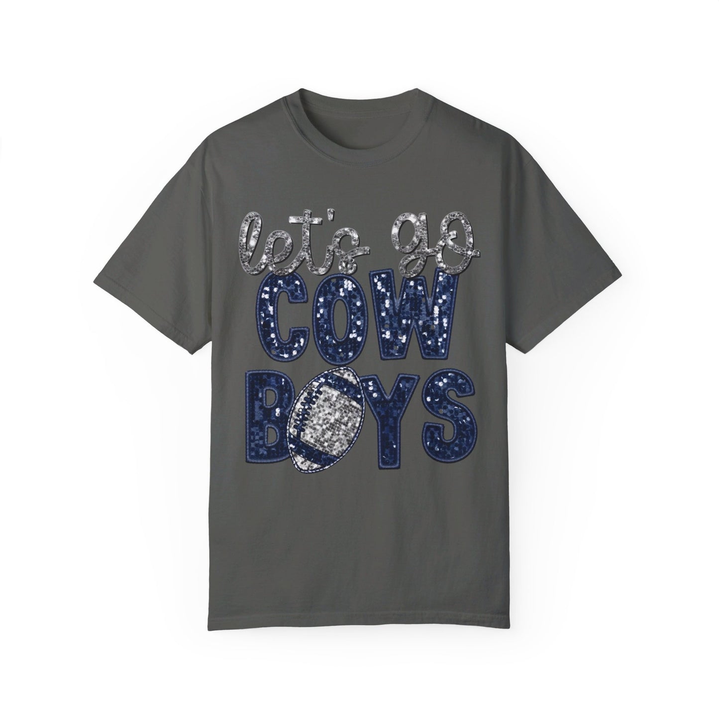 Let's Go Cowboys - Faux Sequin Tee - Comfort Colors