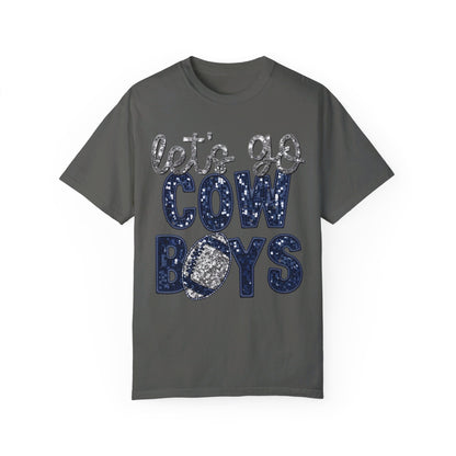 Let's Go Cowboys - Faux Sequin Tee - Comfort Colors