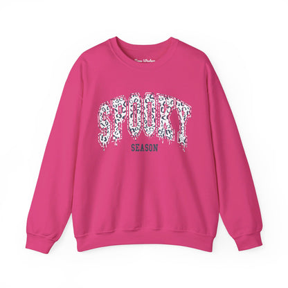 Spooky Season White Cheetah Crewneck - Gildan