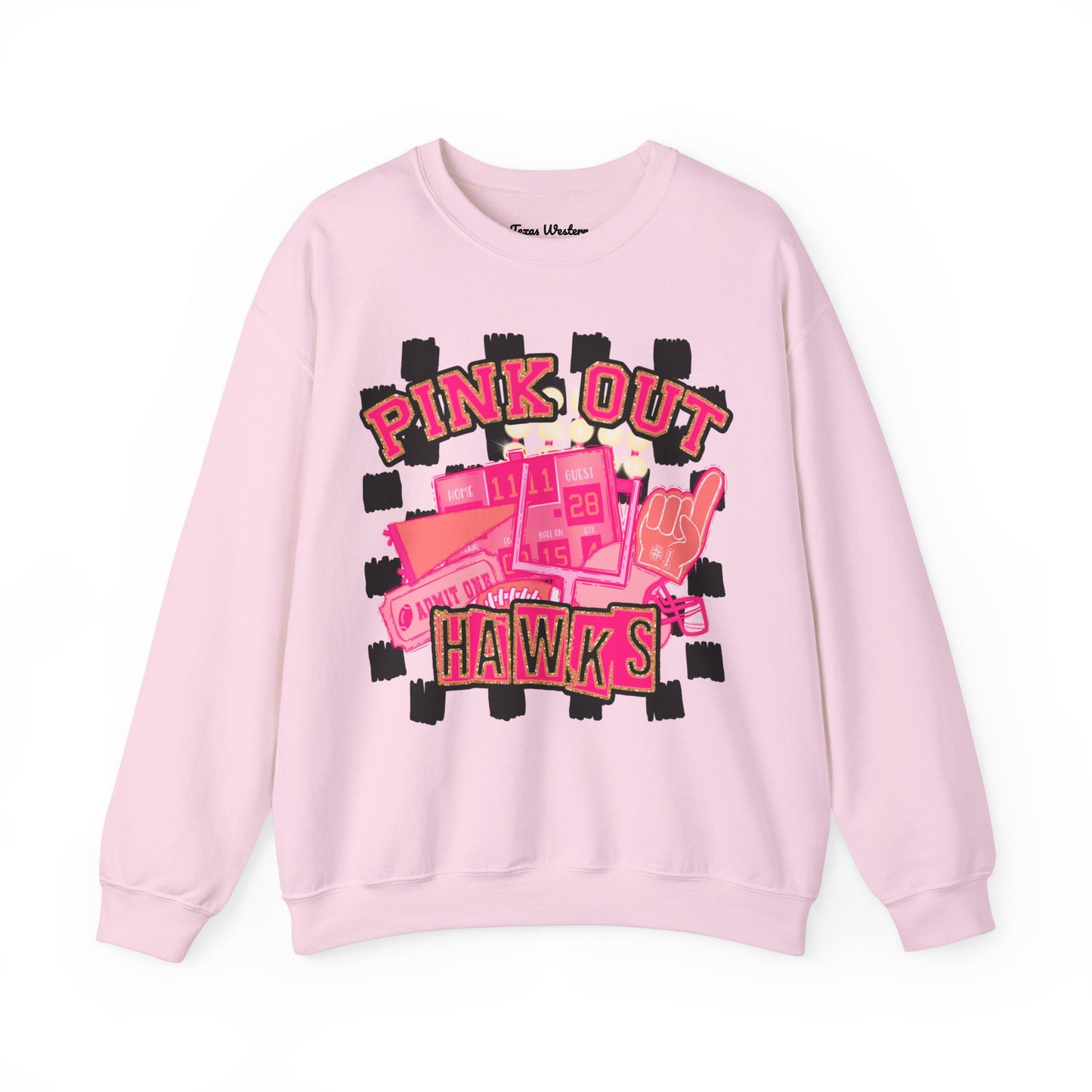 Pink Out Hawks Crewneck - Gildan