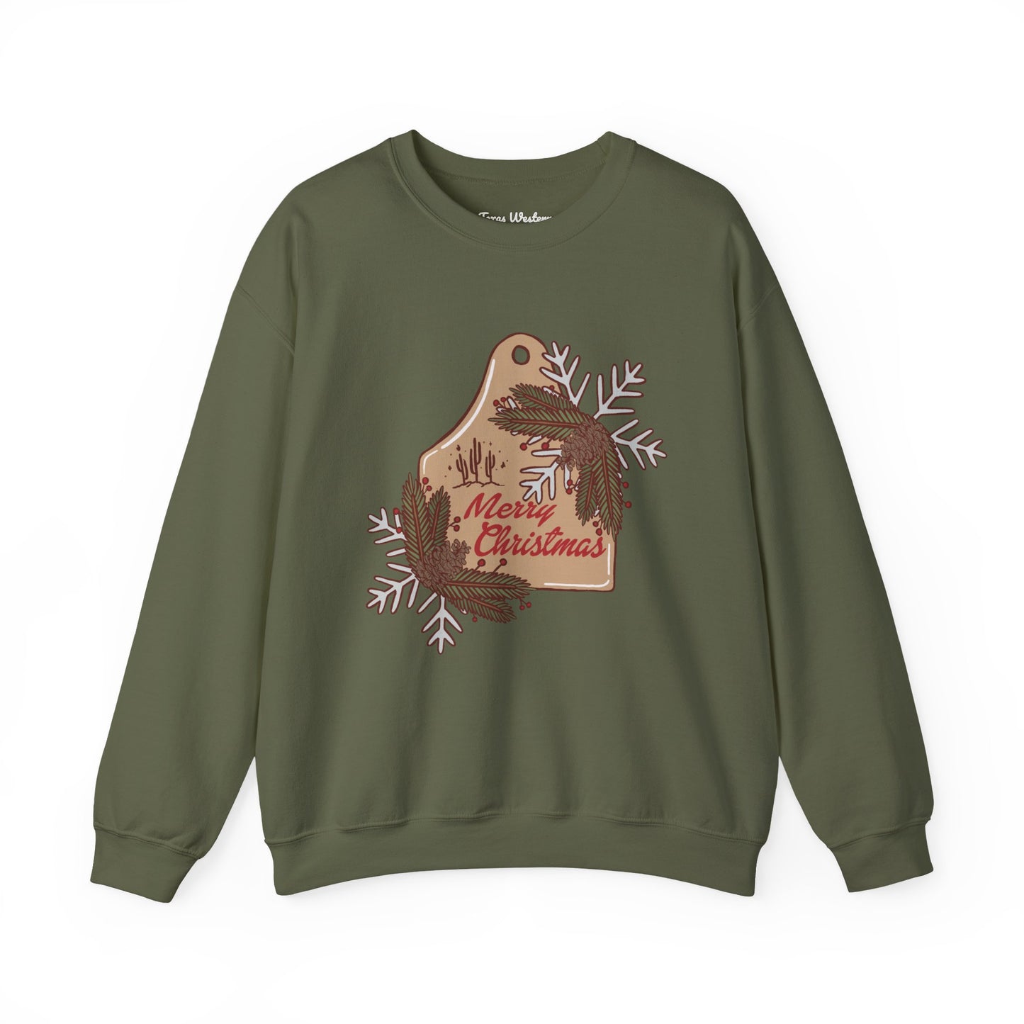 Christmas Cow Tag Crewneck - Gildan