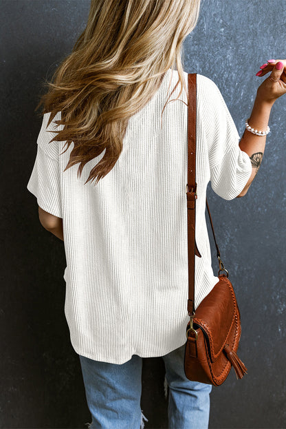 Textured V-Neck T-Shirt