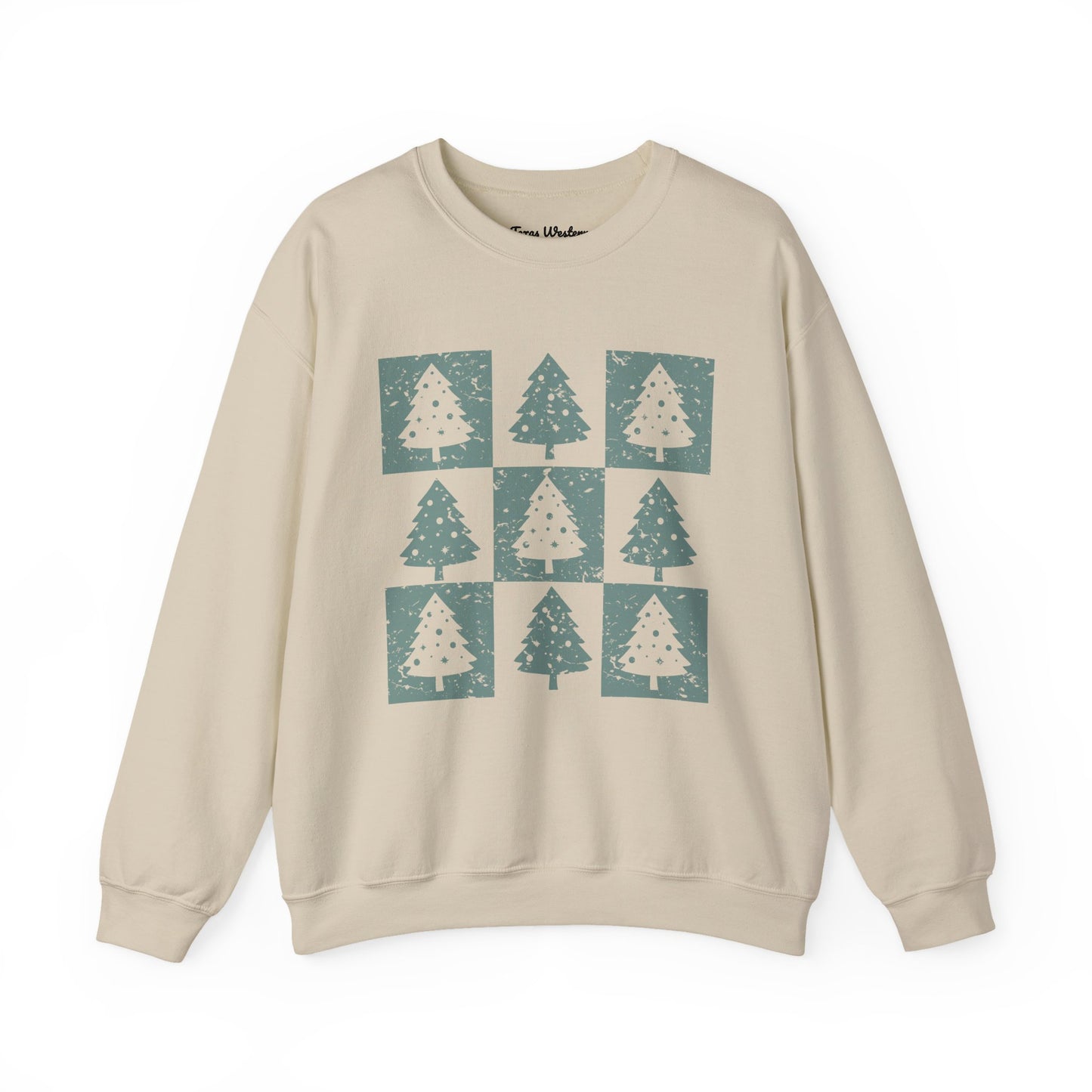 Checkered Christmas Tree Crewneck - Gildan