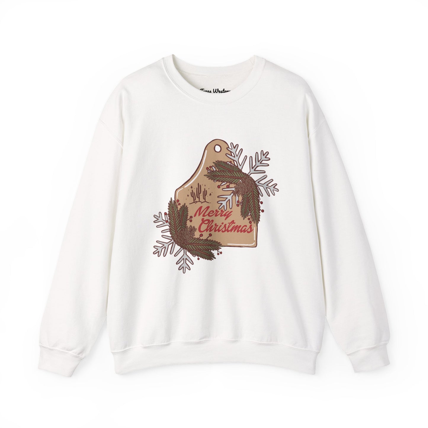 Christmas Cow Tag Crewneck - Gildan