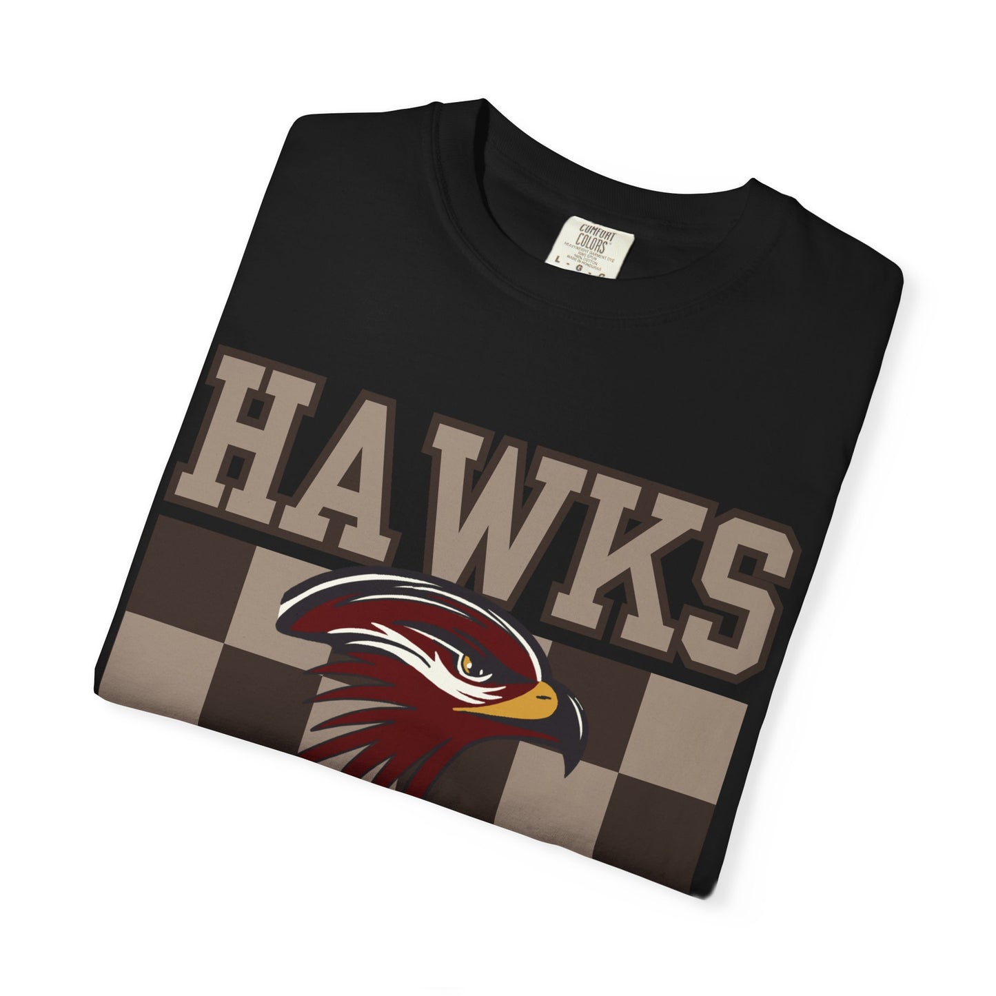 Checkered Chest Hawks Tee - Comfort Colors