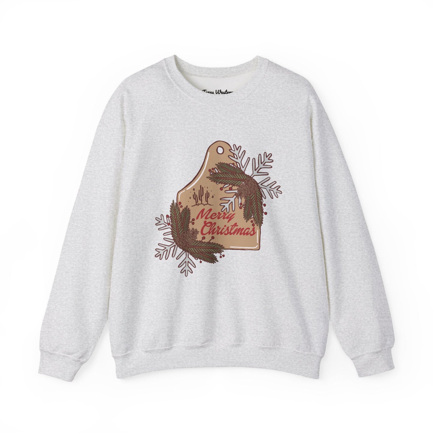 Christmas Cow Tag Crewneck - Gildan