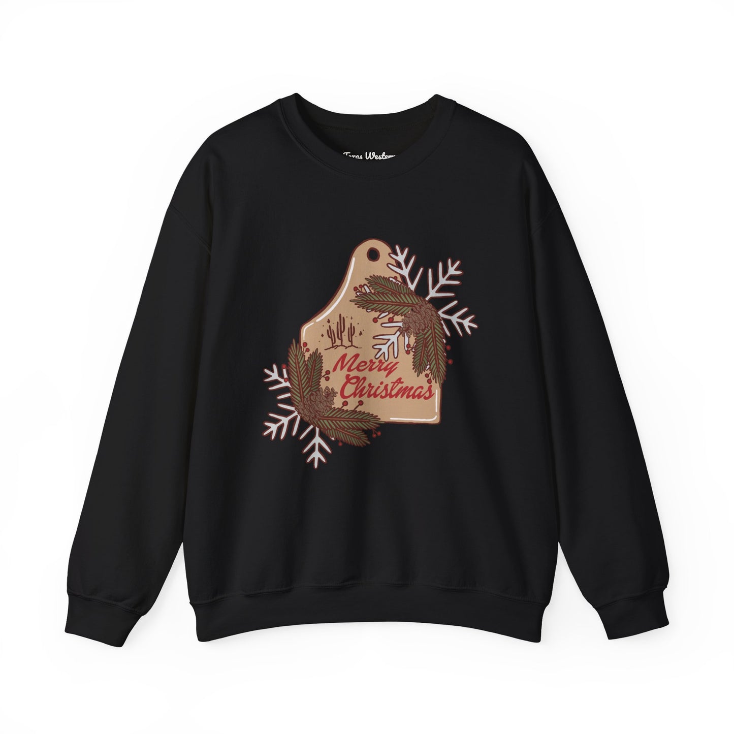 Christmas Cow Tag Crewneck - Gildan