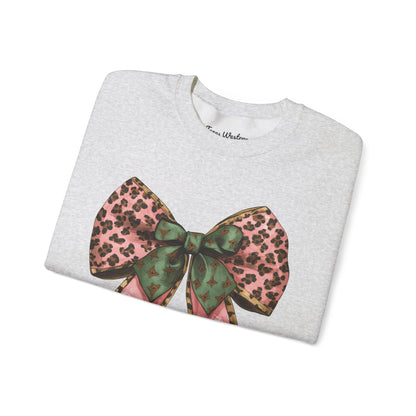 Cheetah Christmas Bow Crewneck - Gildan