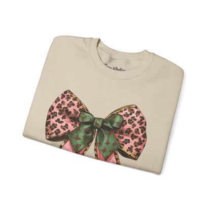 Cheetah Christmas Bow Crewneck - Gildan