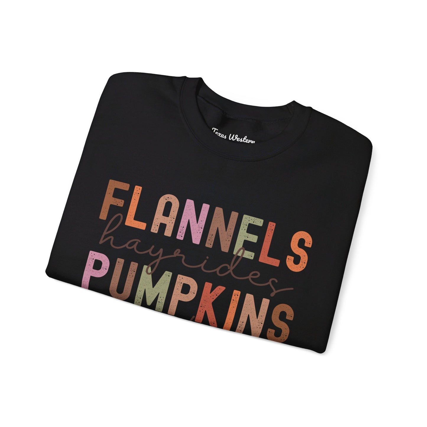 Flannels Pumpkins Bonfires Crewneck - Gildan