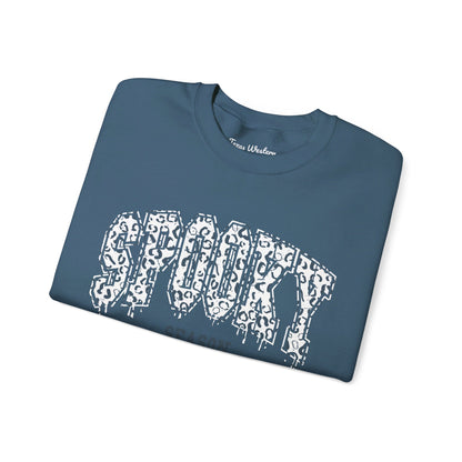 Spooky Season White Cheetah Crewneck - Gildan