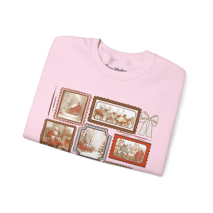 Vintage Christmas Stamps Crewneck - Gildan