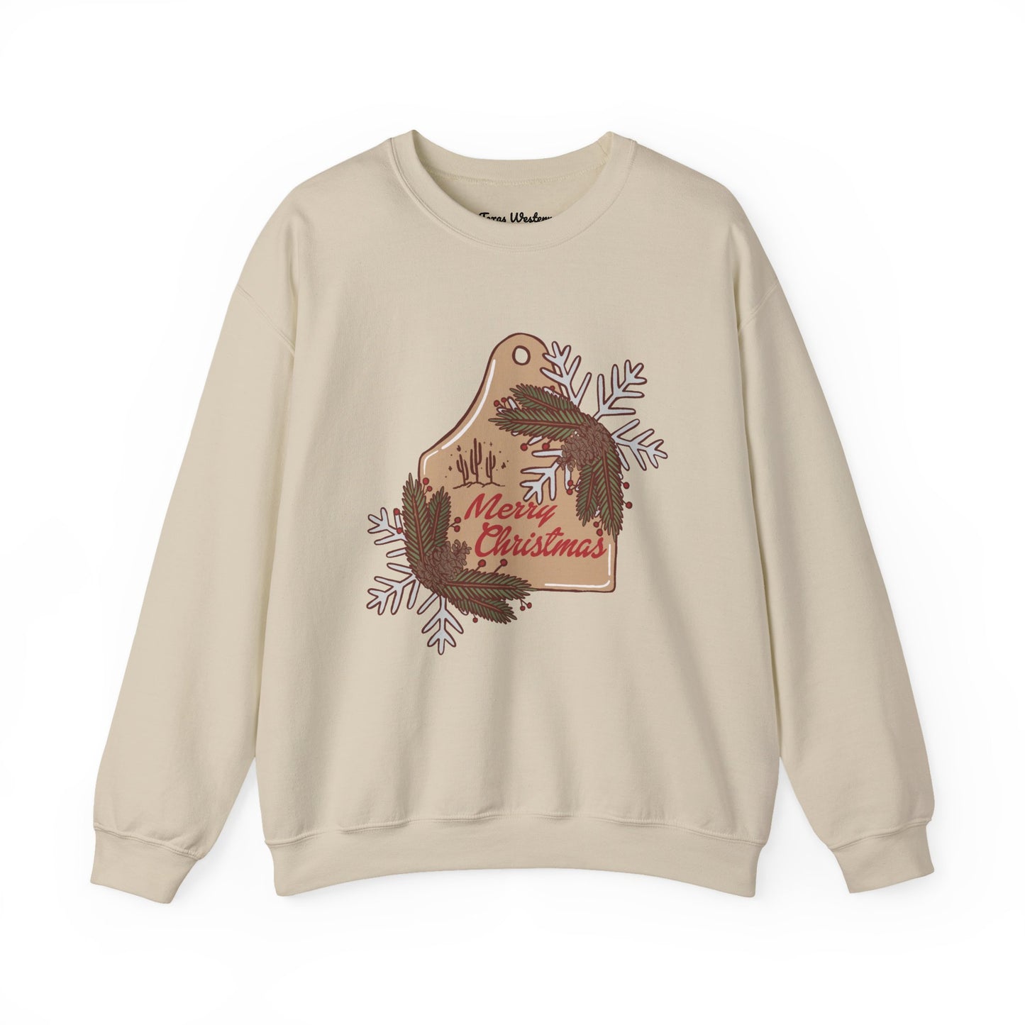 Christmas Cow Tag Crewneck - Gildan
