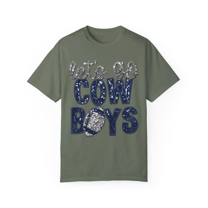 Let's Go Cowboys - Faux Sequin Tee - Comfort Colors