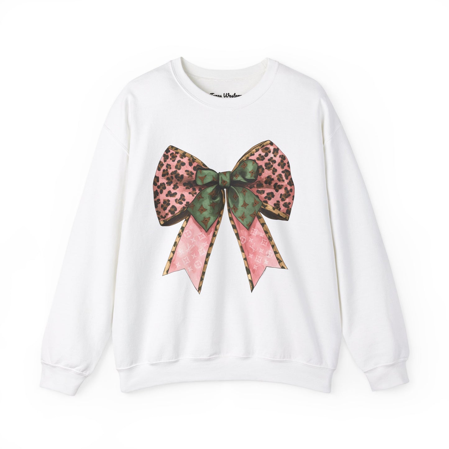 Cheetah Christmas Bow Crewneck - Gildan