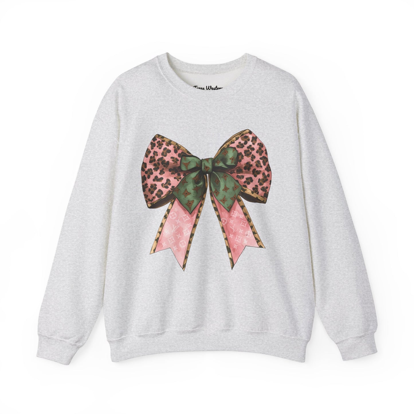 Cheetah Christmas Bow Crewneck - Gildan